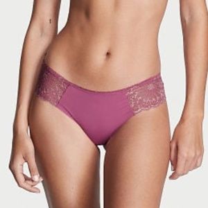 Victoria's Secret Sexy Illusions No Show Thong Panty Romance Pink Medium NEW